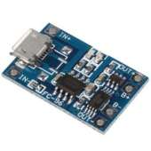 Модуль для зарядки Li-ion акк. Вход micro USB 4,5-5,5в. Выход 4,2в., встроеная защита аккумулятора
