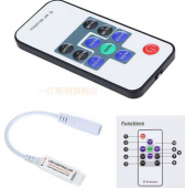 Контроллер RGB mini 5-24В, 3 канала по 4А с RF РАДИО 17 кноп., общий плюс