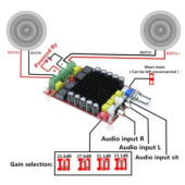 Усилитель УНЧ макс. 2*50 Вт TDA7498 питание 12-24 В, плата