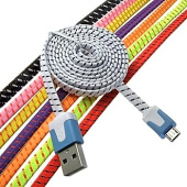 Шнур USB to Micro USB flat braid 1m