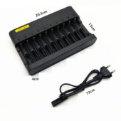 ЗУ MS-10810A универсал для 10-и аккумуляторов 3.7В 26650, 18650 16340 14500 и др. питание — 220В 