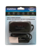 Разветвитель прикуривателя WT-D23 3 гнезда+2 USB на шнуре