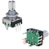 Энкодер (дискретность - 24) с кнопкой (3+2 вывода) (17.5х15.5мм, вал D-6мм) серия PEC11R