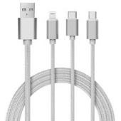 Шнур переходник USB 3 в 1: micro USB, Type-C, Ligthning