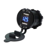 Автомобильный 2*USB порт с вольтметром и пылезащитой