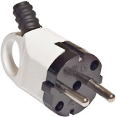 Вилка (з) угловая с ушком 16А белая "Универсал"