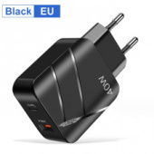 ЗУ сетевое USB + TypeC (QC3.0 + PD) 40W ЧЁРНЫЙ (БЫСТРАЯ ЗАРЯДКА)
